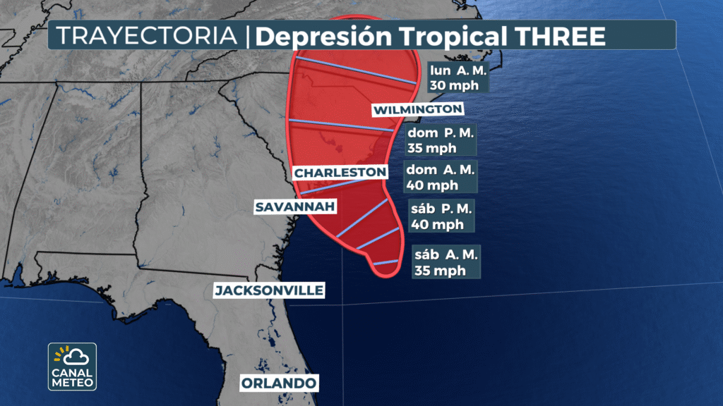 Trajectory of tropical depression No. 3