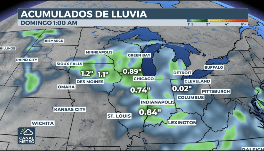 Acumulados de lluvia durante la ronda de tiempo severo del 19 de julio