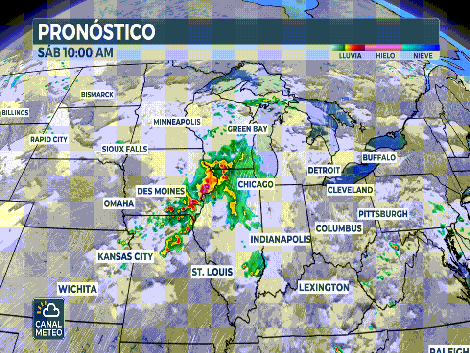 Radar a futuro de las tormentas del 19 de julio de 2025 entre Illinois, Indiana y Ohio