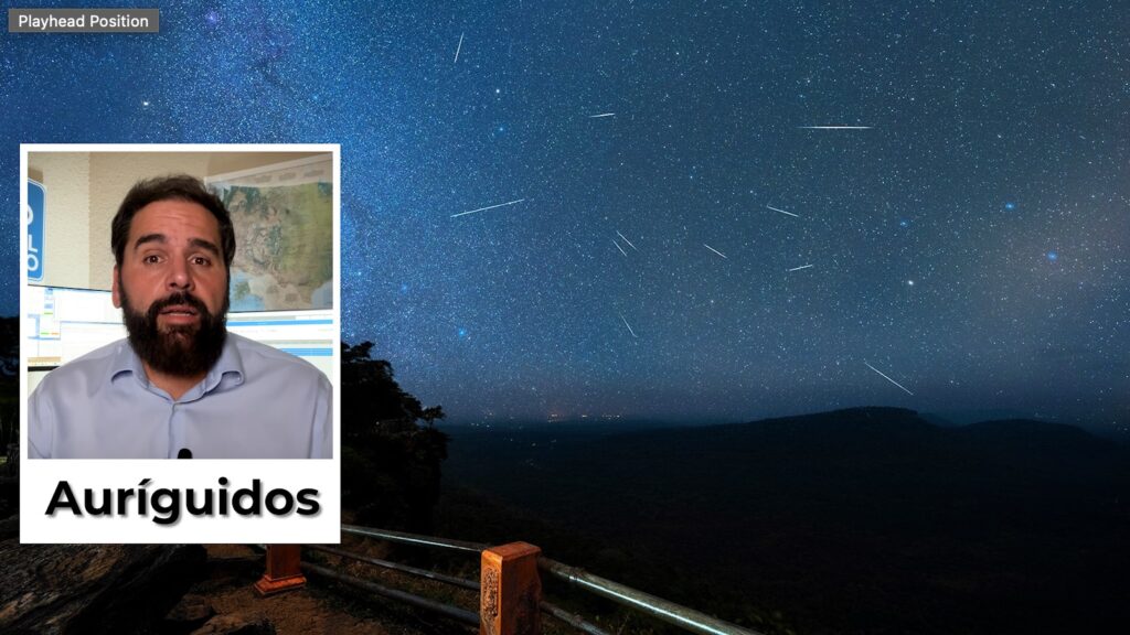 	- Aurigid meteor shower: up to 10 per hour, fast and bright, with radiant in the constellation Auriga, near the star Capella.