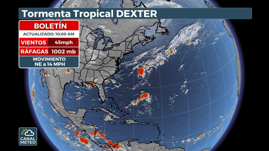 Tropical Storm Dexter in Atlantic Waters
