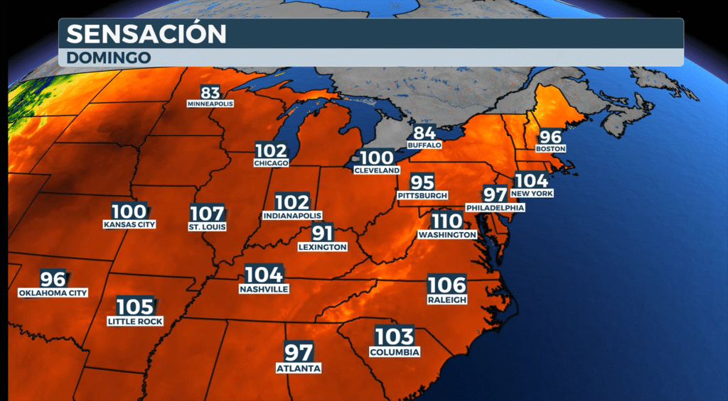 Temperatura de sensación domingo 22 de junio de 2025