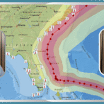Severe storms. Cone path of a hurricane