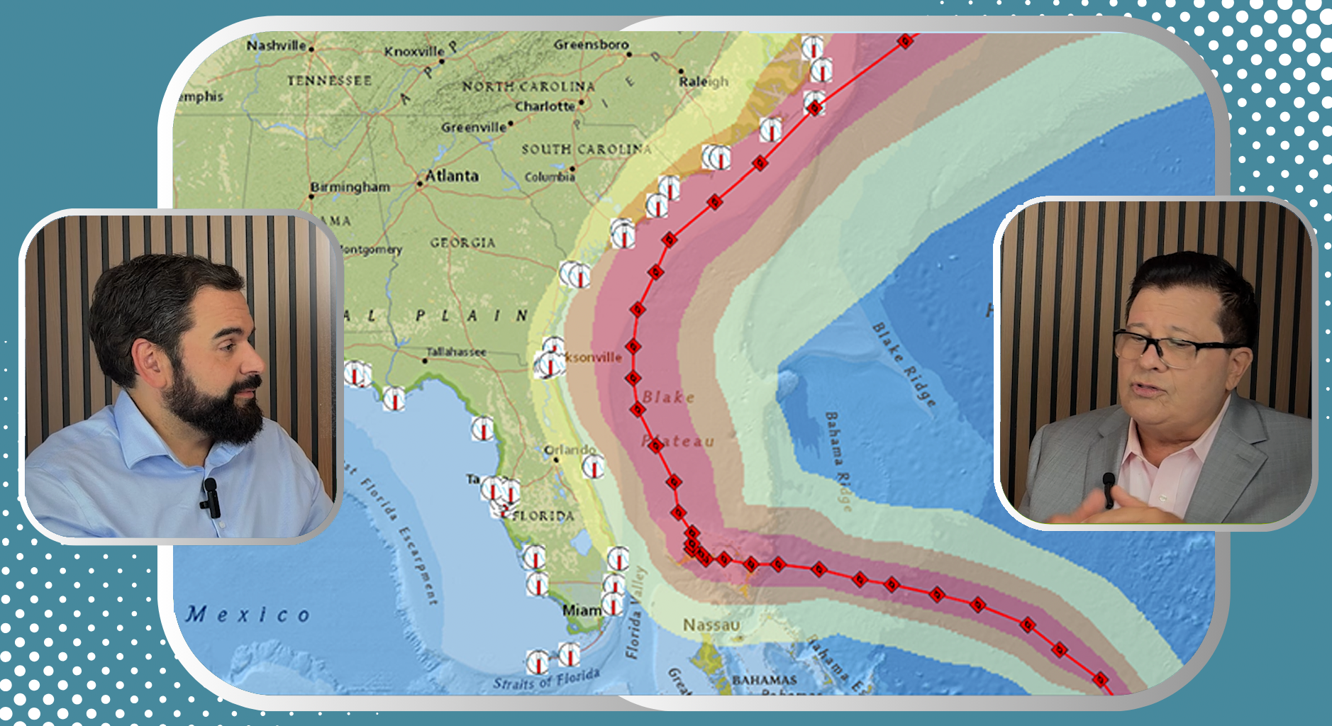 Cone path of a hurricane