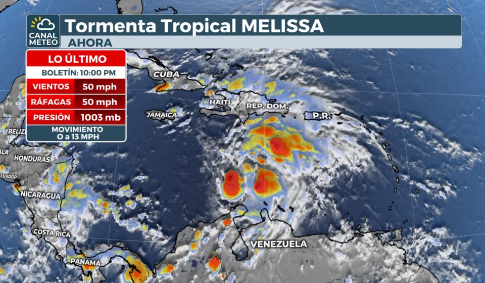 La tormenta tropical Melissa en el Caribe Satélite de la tormenta tropical Melissa