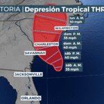 Trajectory of tropical depression No. 3