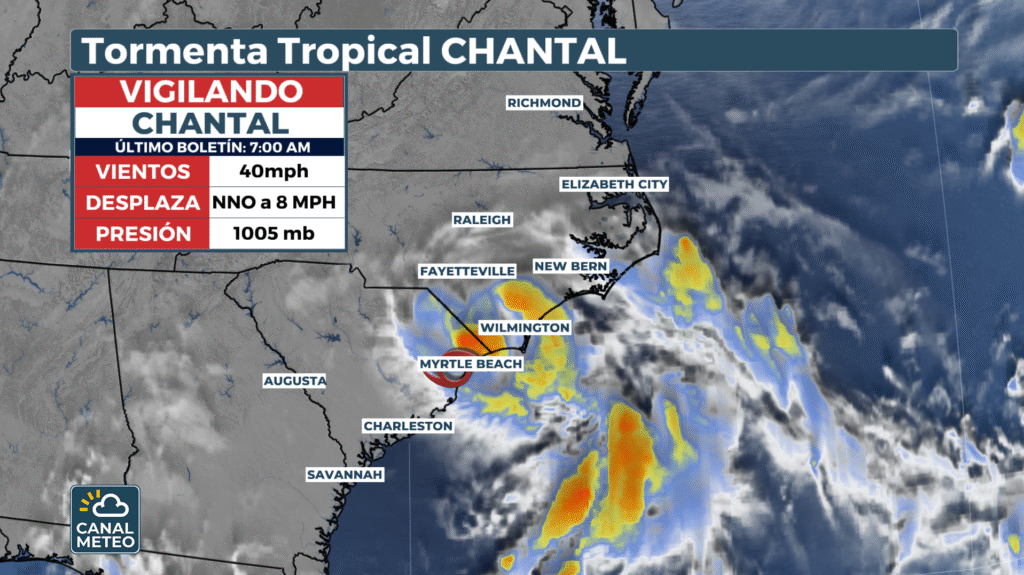 Chantal toca tierra en Carolina del Sur