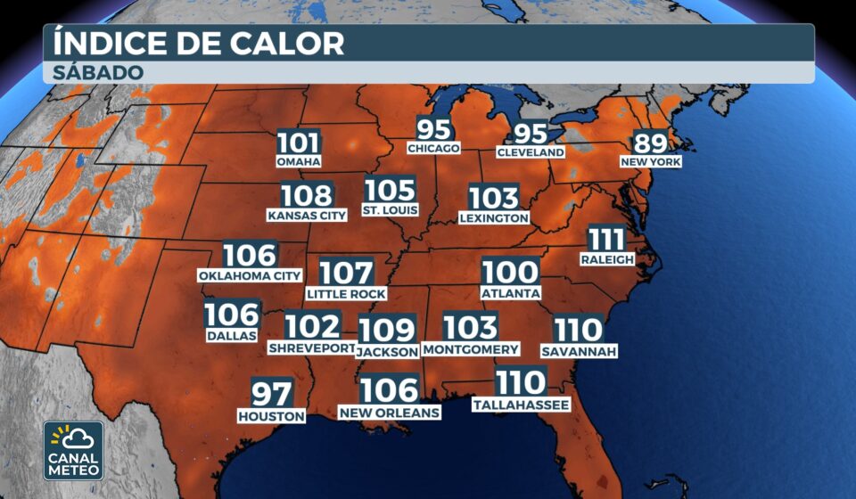 Temperatua de sensación para el sábado 26 de julio