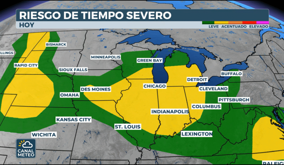 Zona con riesgo de tiempo severo en el Medio oeste el 19 de julio de 2025