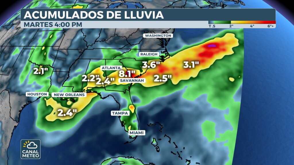 Lluvia intensa en el sureste de EE.UU.