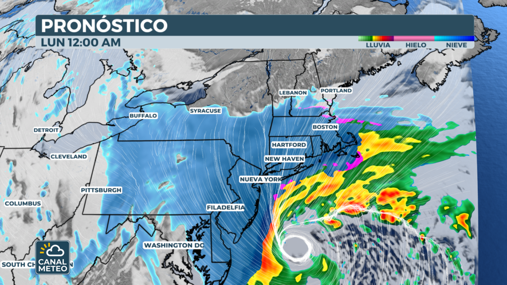 Movimiento de la tormenta sobre la costa este